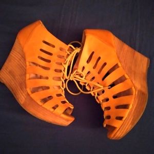 Restrict Laced up Open Toe Wedges